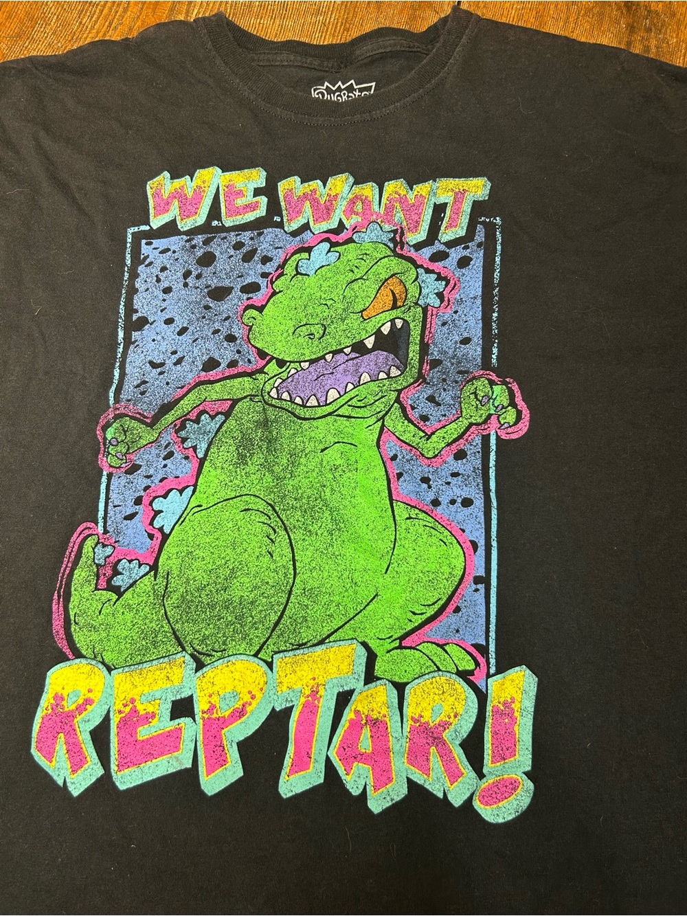 Regrets Graphic Reptar Short Sleeve Tee - Black with Neon Green Print